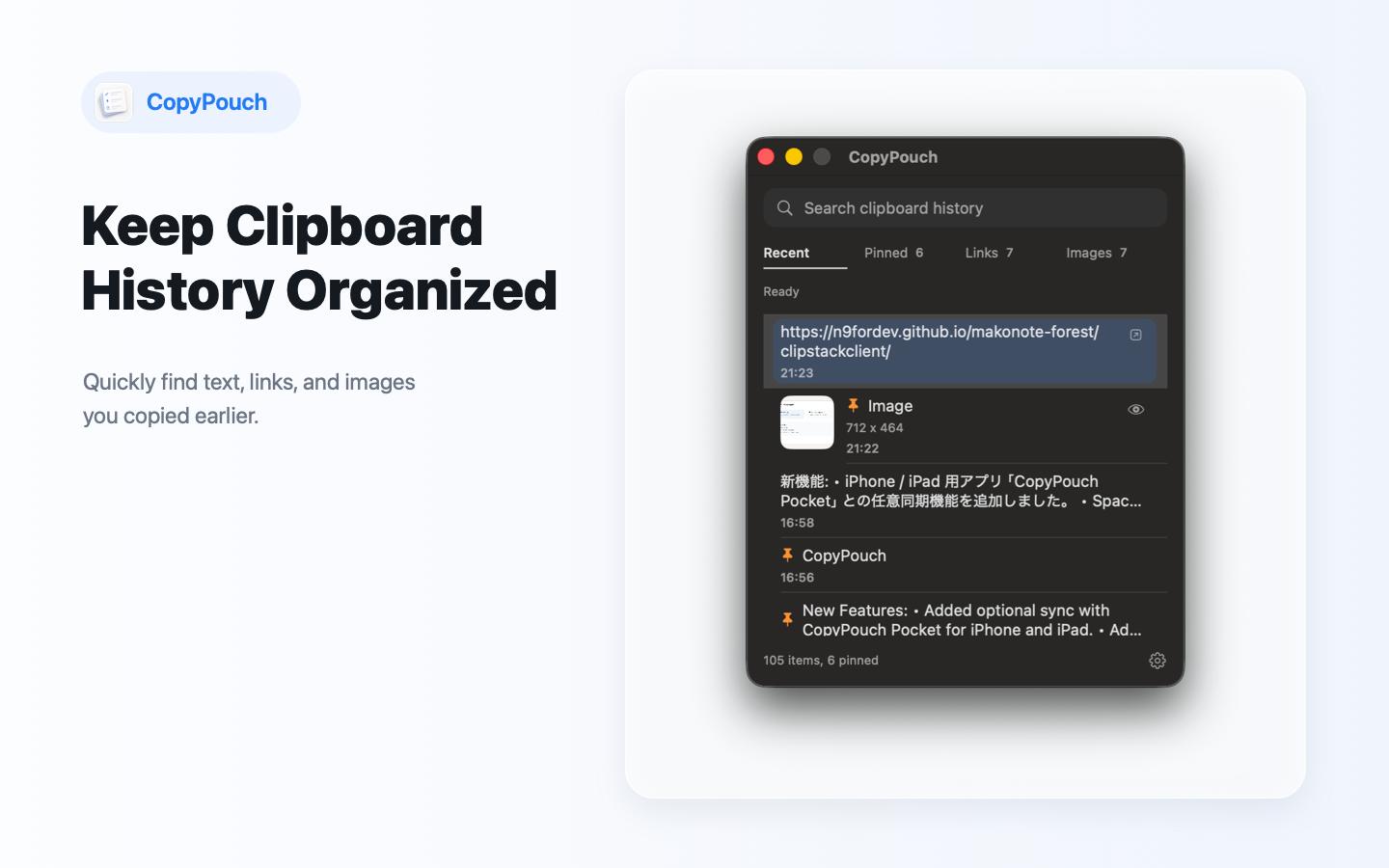 CopyPouch search view screenshot